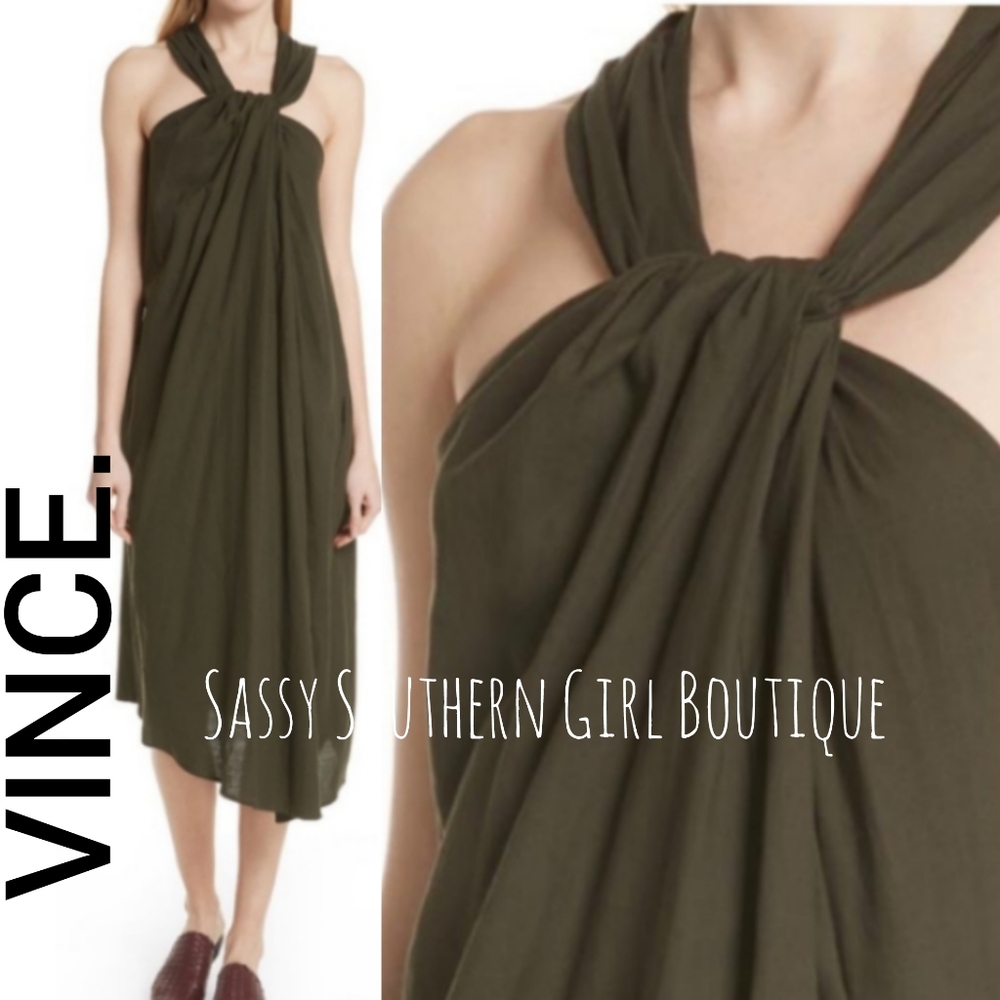 ⭐🆕 VINCE Army green halter midi dress